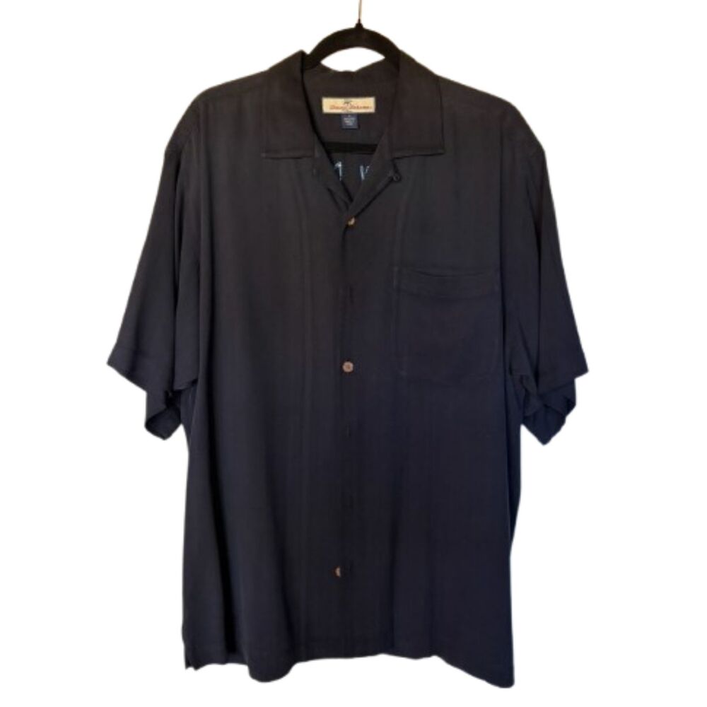 Tommy Bahama Embroidered Dining Dancing Diving Silk Camp Shirt Mens Medium Black - Picture 4 of 7